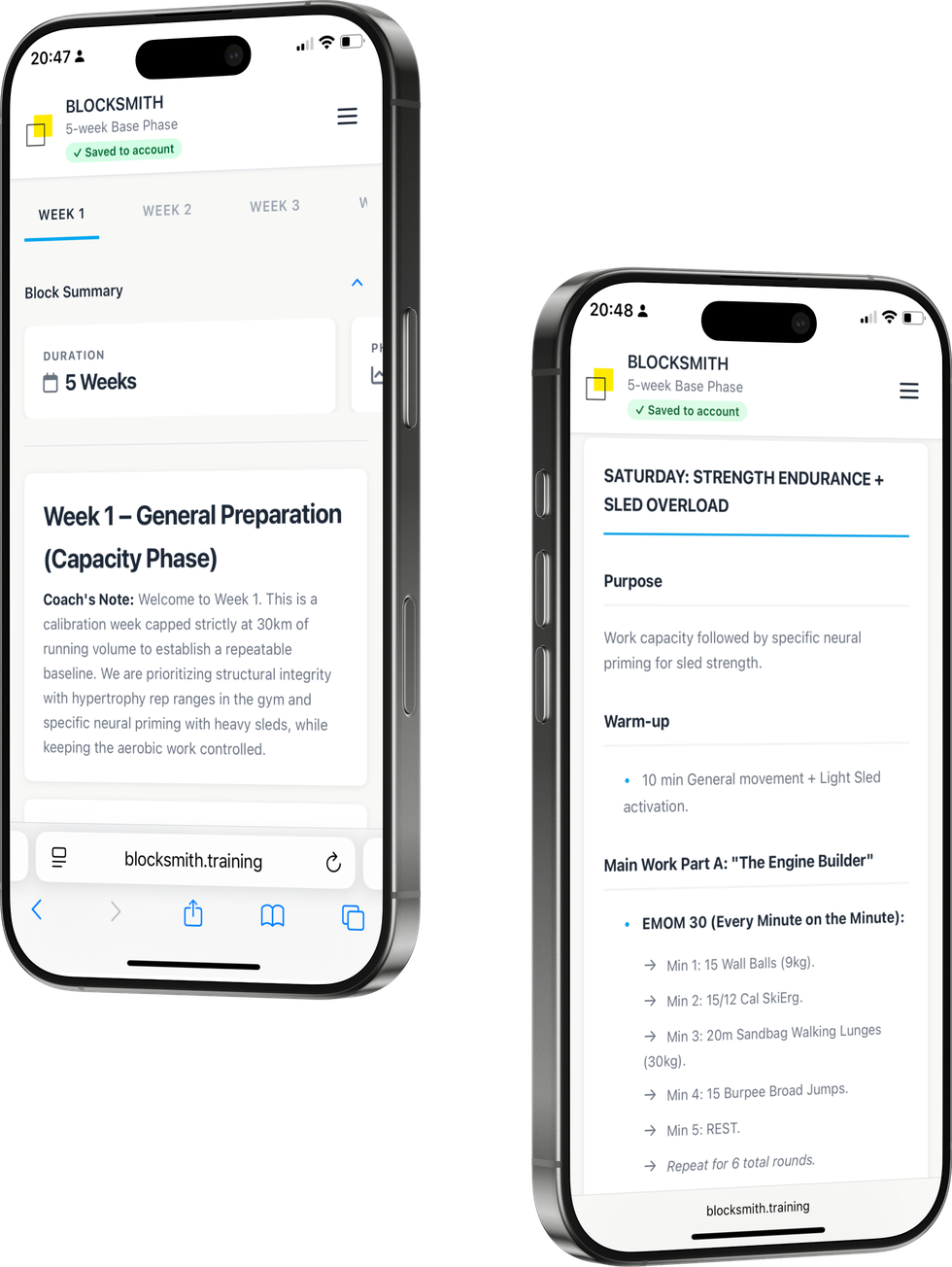 Blocksmith training block interface on mobile devices